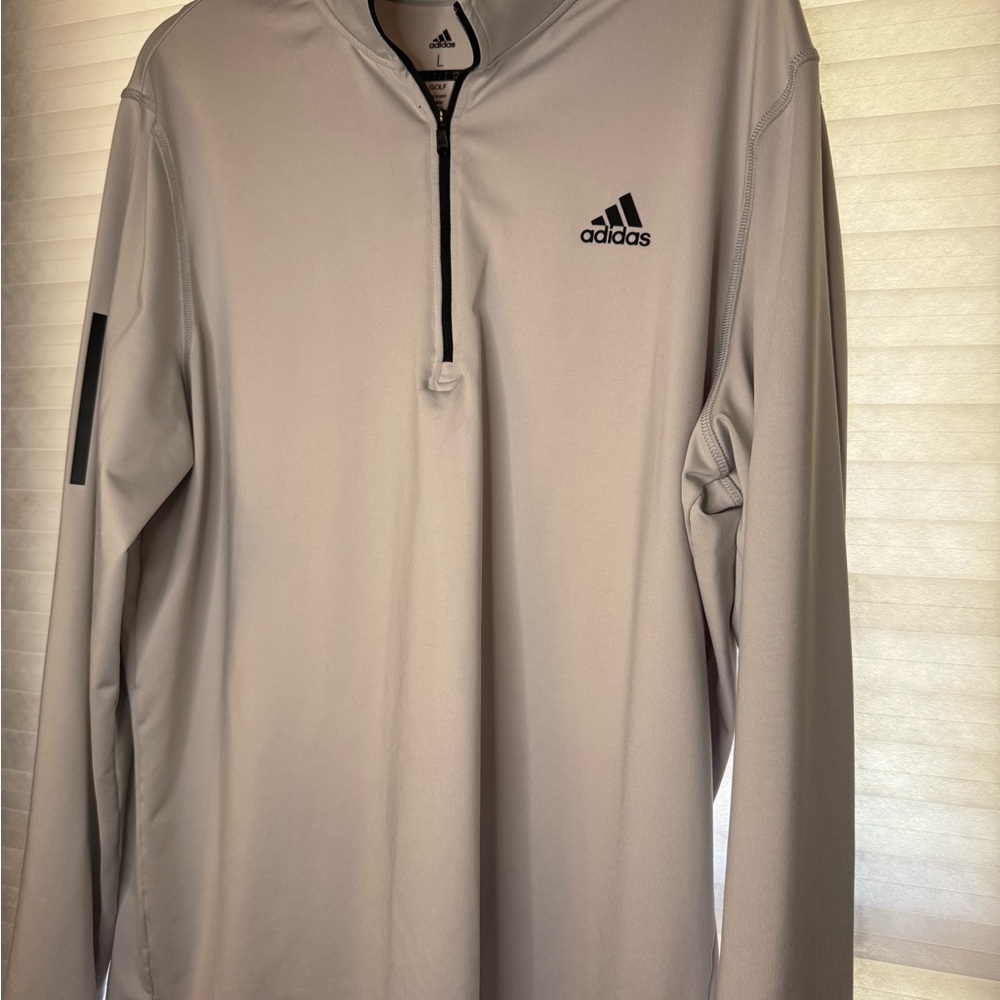 Adidas Men's Light Gray Quarter-Zip Jacket